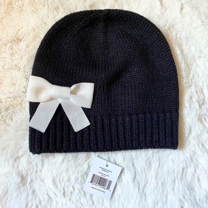 NWT Kate Spade grosgrain bow beanie